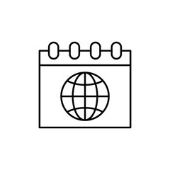Calendar, global, travel icon. Simple line, outline vector elements of tourism for ui and ux, website or mobile application