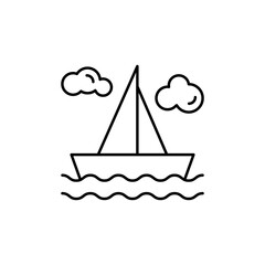 Sailboat, travel icon. Simple line, outline vector elements of tourism for ui and ux, website or mobile application