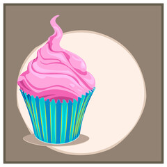 Cupcake, fairy cake. Vector icon