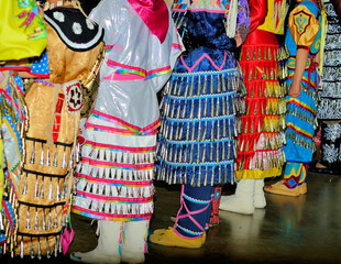 Colorful powwow Jingle dresses