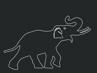 Elephant line contour vector illustration isolated on black background.
Elephant male vector. African animal, alert of poacher. Safari attraction.