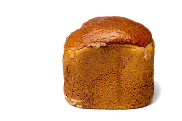 Closeup of homemade sweet bread isolated on white