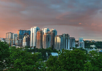 Fototapeta premium the city is covered with a beautiful sunset, beautiful landscape