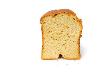 Closeup of homemade sweet bread isolated on white