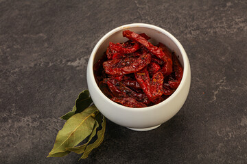 Dry tomato heap in the bowl