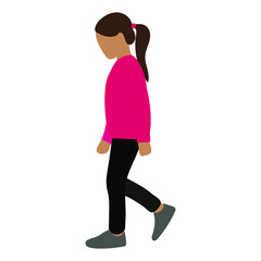 Little girl goes on a white background