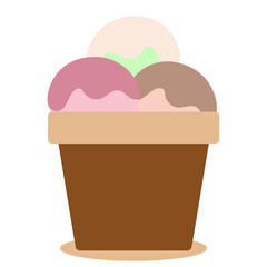 Three balls of ice cream in a paper cup