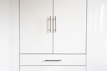 White luxury cupboard doors modern design, closet doors retro background texture abstract new interior