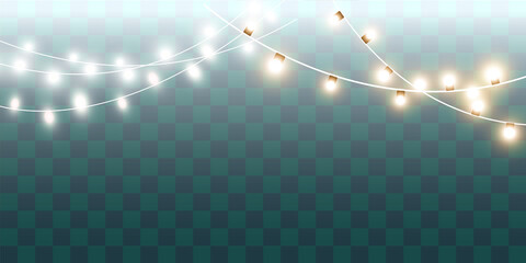 Bright beautiful New Year's garland. Christmas lights. Vector illustration.