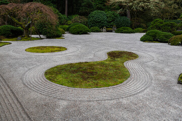 Grass and Sand in a Japanese Garden