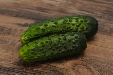 Ripe fresh green two cucumbers