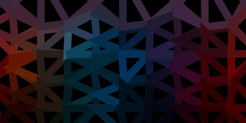 Dark blue, red vector abstract triangle backdrop.