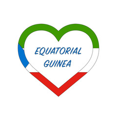 Equatorial Guinea flag in heart. I love my country. sign. Stock vector illustration isolated on white background.