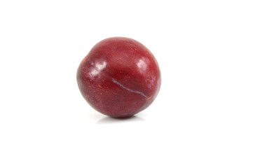 Red plum fruit isolated on white background