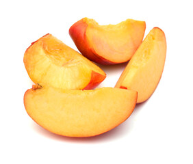 sweet peaches on a white background 