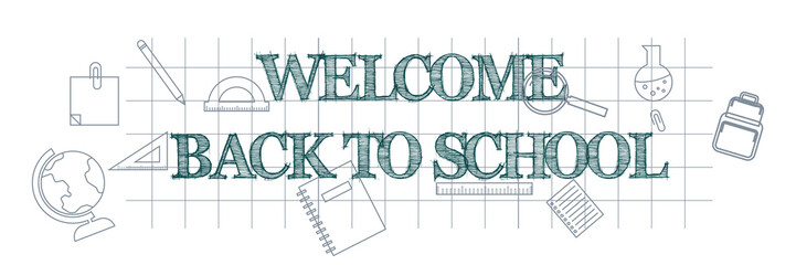 Welcome back to school text poster on grid paper