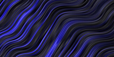 Dark BLUE vector pattern with curved lines. Colorful illustration with curved lines. Template for cellphones.