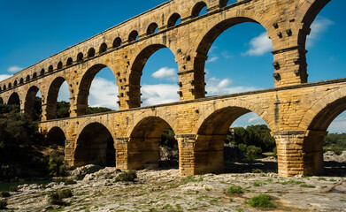Fototapeta na wymiar Ancient roman aqueduct at Pont du Gard France