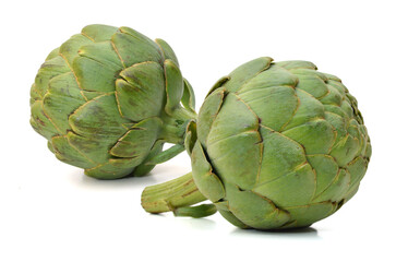 Green artichoke on white background 