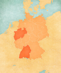 Map of Germany - Baden-Wurttemberg and North Rhine-Westphalia
