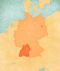 Map of Germany - Baden-Wurttemberg and Berlin