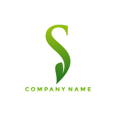monogram logo letter S leaf