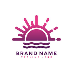 creative sun and sea logos