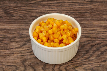 Sweet corn seeds in the bowl