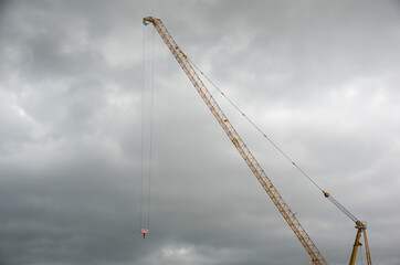 Cranes that are operating in bad weather.