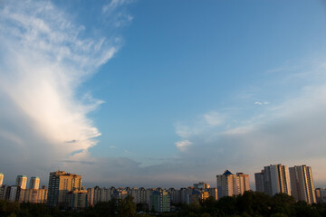 Storm clouds, dramatic sky, nature background.