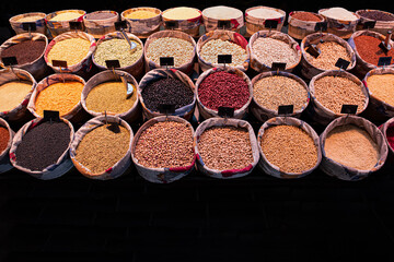 Different types of vegetables in store