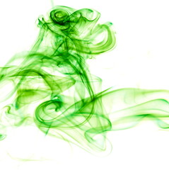 Green smoke on white background