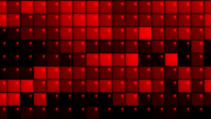 3d Red squares, animated wall lights, smooth animation loops red squares change colors quickly. Colorful gradient animation. Background of motion of future geometric patterns