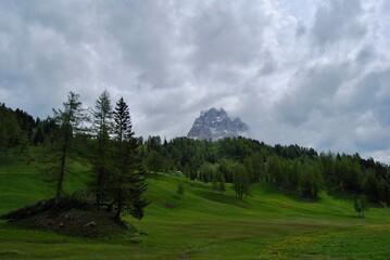 mountain landscape with clouds Pelmo Dolomites Italy 