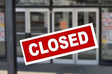 Obraz premium Red warning sign on the store door