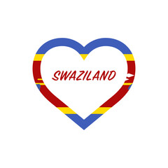 Swaziland flag in heart. I love my country. sign. Stock vector illustration isolated on white background.