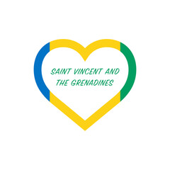 Saint Vinsent flag in heart. I love my country. sign. Stock vector illustration isolated on white background.