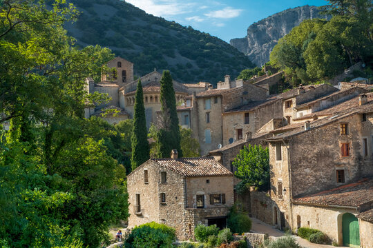 The medieval mountain village of Saint-Guilhem-le-Desert on the Way of St. James, Herault, Languedoc, Occitanie