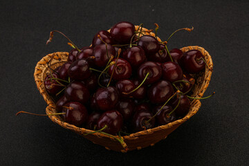 Sweet cherry in the basket