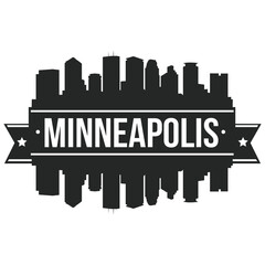 Fototapeta premium Minneapolis Skyline Stamp Silhouette . Reflection Landscape City Design. Vector Cityscape Icon. 