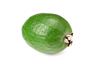 Tropical fruit feijoa isolated on white background. Acca sellowiana