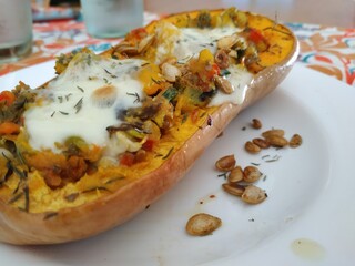 
lunching pumpkins stuffed with cheese