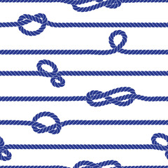 Horizontal marine rope with knots seamless vector print
