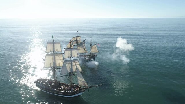 Tall Ship battel  reenactment on the high seas