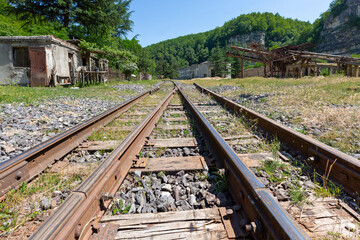 Fototapeta na wymiar Abandoned Soviet era railroad, in Chiatura, Georgia