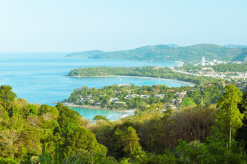 Fototapeta na wymiar Landscape of Phuket View Point, Karon Beach and Kata Beach and Patong Beach
