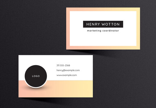 Business Card Layout with Light Colors Accent