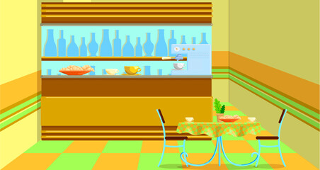 Flat illustration of a bar in a cafe