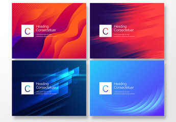 4 Red and Blue Abstract Background Layouts