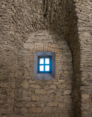 background which the structure of window of an old mysterious castle